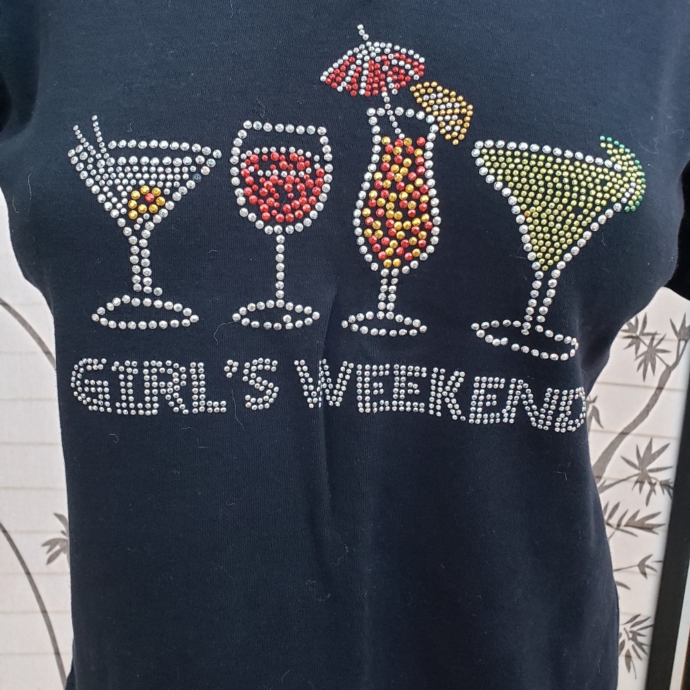 "Girl's Weekend" Rhinestone Embellished Tee - Picture 3 of 11